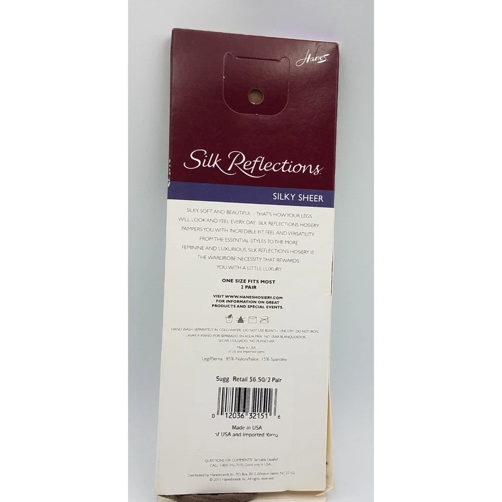 Hanes Silk Reflections Silky Sheer Knee Highs Reinforced Toe Town Taupe - 2 Pair